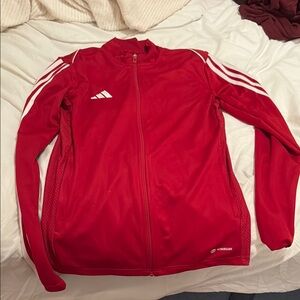 Adidas Red Track Jacket with White Stripes